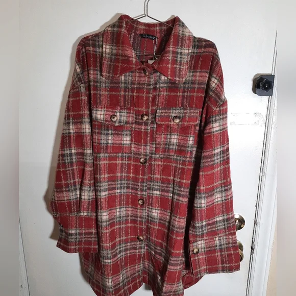 Oversized Button Up Polyester Wool Blend Shacket Coat Size Xl. - Picture 9 of 17